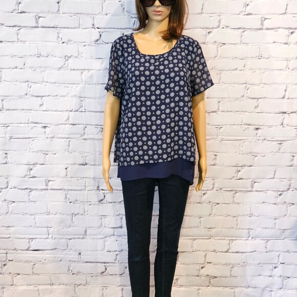 MICHAEL KORS, short sleeve geometric floral print blouse - Picture 4 of 11